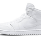 Air Jordan 1 Mid Triple White Patent Swoosh