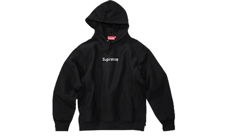 Swarovski Box Logo Hooded Sweatshirt Black